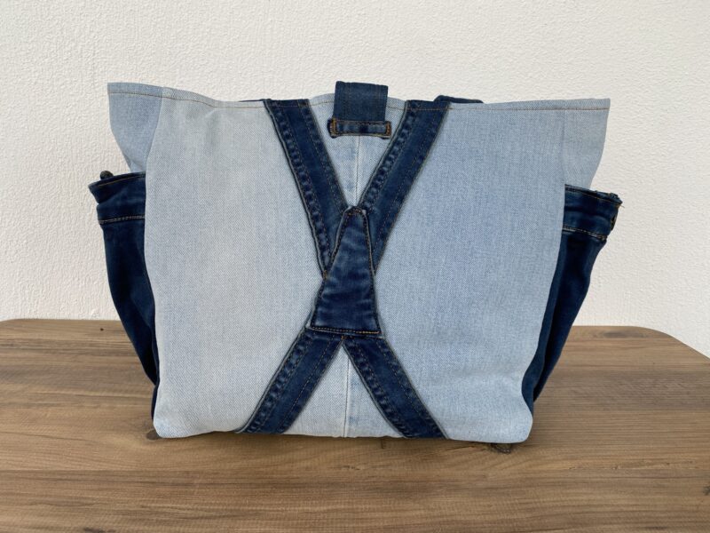 Recycled Denim Tote Bag – Eco-Friendly Handmade Purse - Image 5