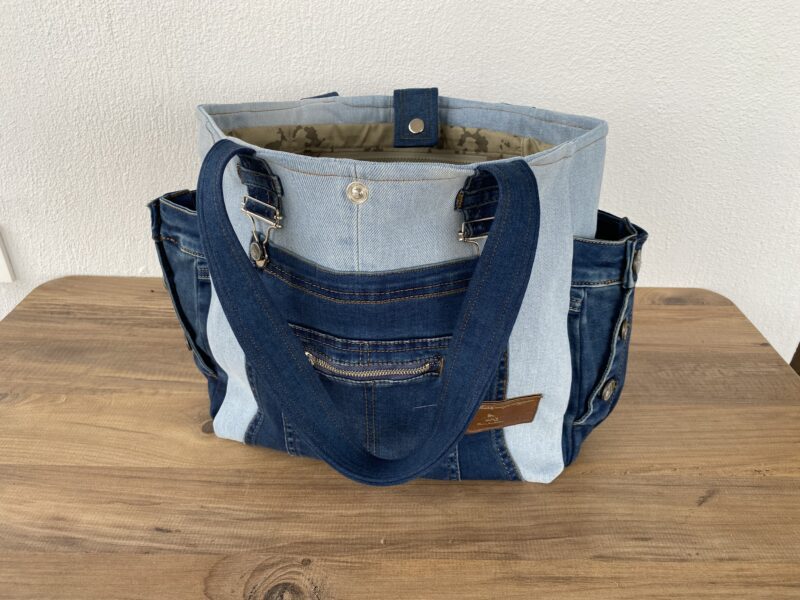 Recycled Denim Tote Bag – Eco-Friendly Handmade Purse - Image 7