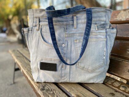Recycled Denim Bag – Interior View