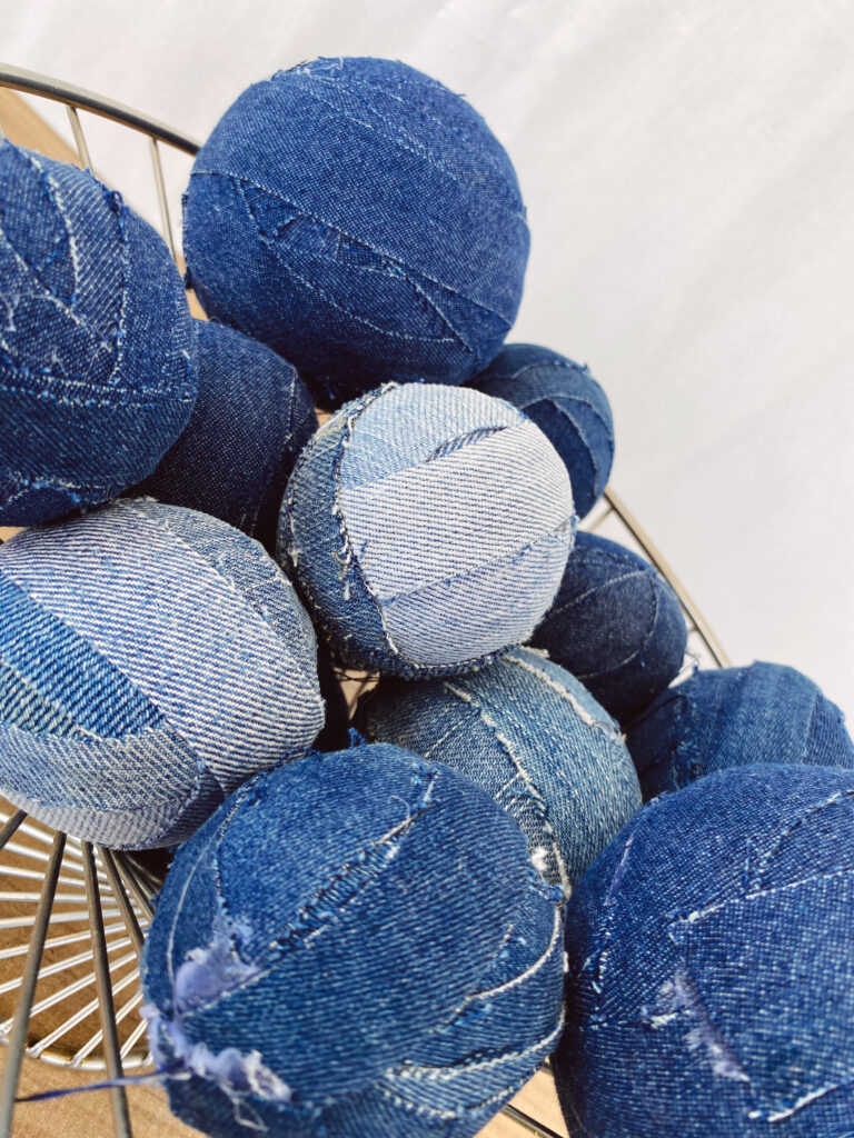 Rustic Denim Rag Balls - Upcycled Bowl Fillers | 7-Piece Set for Cozy Home Decor